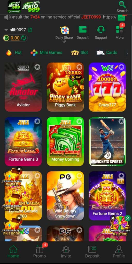 Jeeto999 Game home 